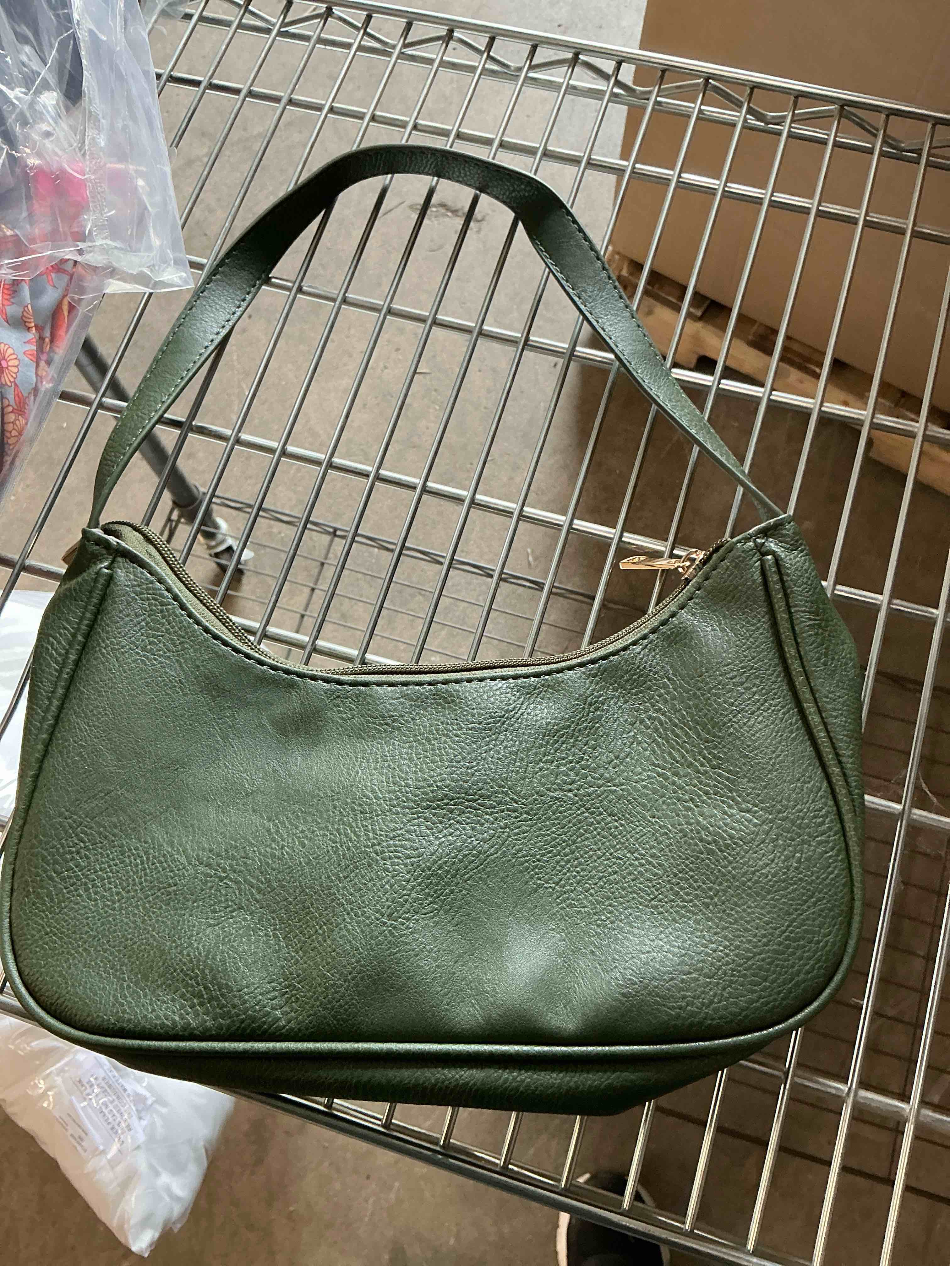 Narwey Shoulder Bags for Women Vegan Leather Hobo Sling Tote Handbag Retro Clutch Purse with Zipper Closure Lychee-Army Green
