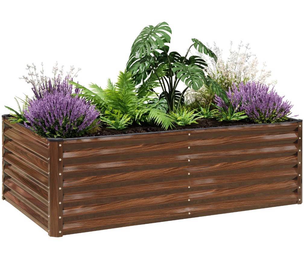 SnugNiture 6x3x2 ft Metal Raised Garden Bed Outdoor, Deep Root Galvanized Planter Box for Vegetables, Flowers