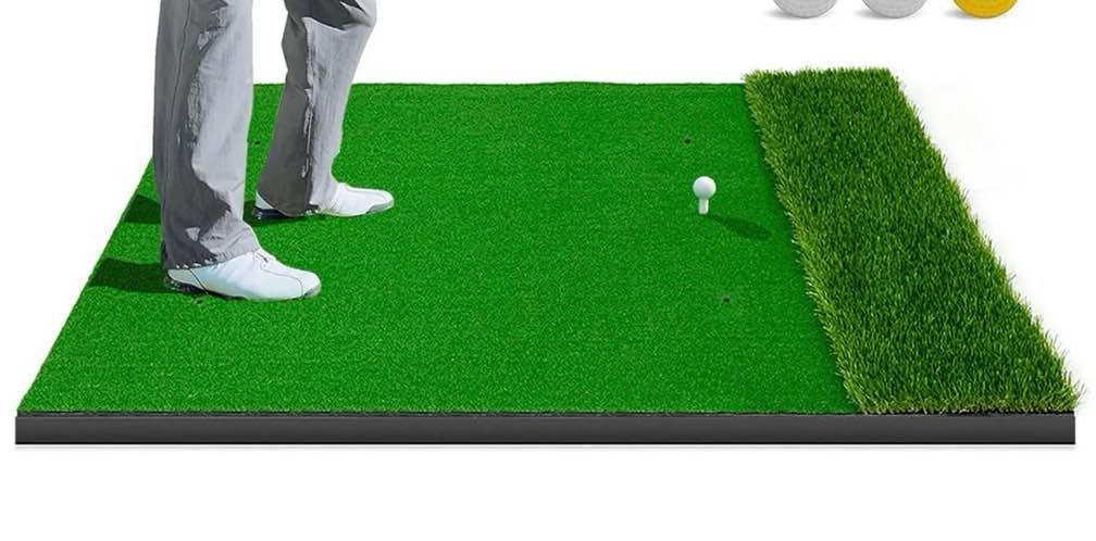 WFUN 5x4ft Hitting Thickened Artificial Turf Practice Golf Mat for Outdoor & Indoor  Gifts for Men/Golfers