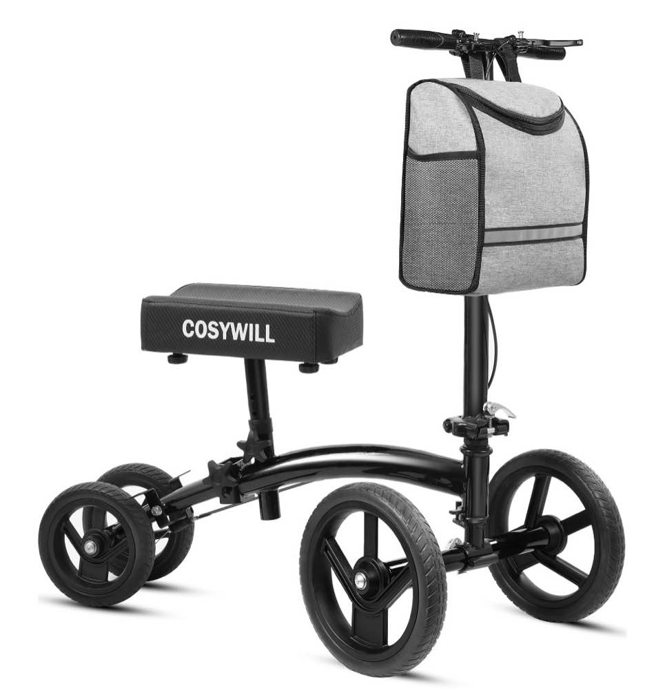 COSYWILL Steerable Knee Scooter,Economy Knee Walker,All Terrain Foldable Medical Scooter for Foot Injuries Crutches Alternative,Black