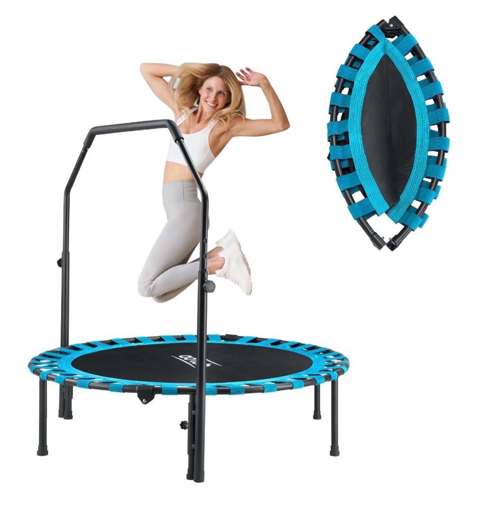 aotob 48” fitness trampoline for adults, foldable mini rebounder with durable bungees for workouts sports, 550lbs