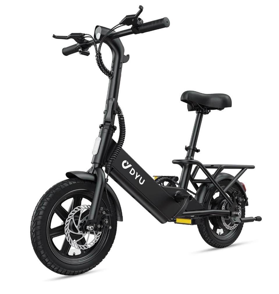 dyu 14 folding electric bike for adults teens 500w peak motor 36v/7.8ah battery commuter city ebike ul2849