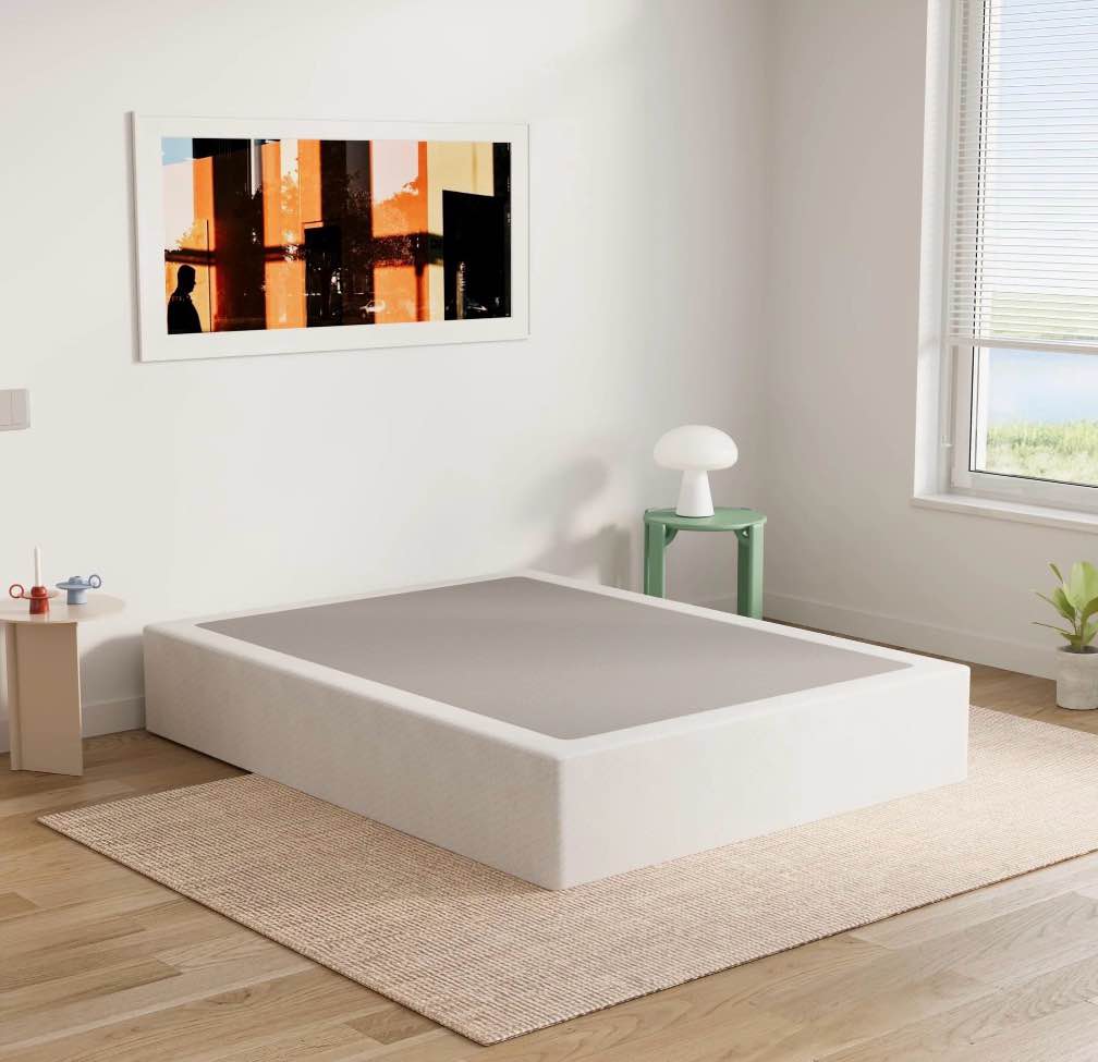 uliesc 9 inch king metal box spring, sturdy mattress foundation, fabric cover included, easy assembly