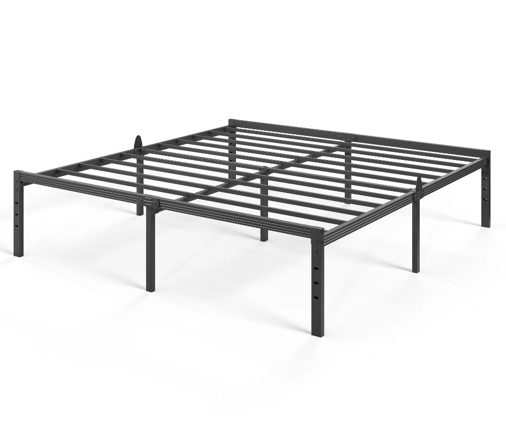 auroral zone 18 inch king metal platform bed frame, heavy duty mattress foundation, no box spring required