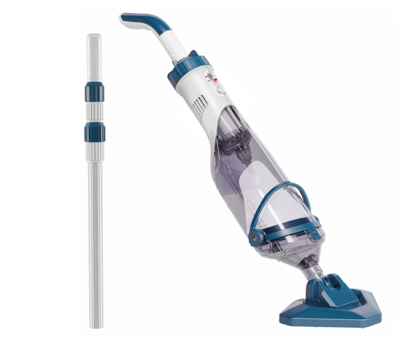 cordless pool vacuum  handheld pool vacuum for above ground inground pools  spas and hot tubs  60-minute runtime  powerful suction up to 18.5 gallons/min  efficient leaf and debris removal