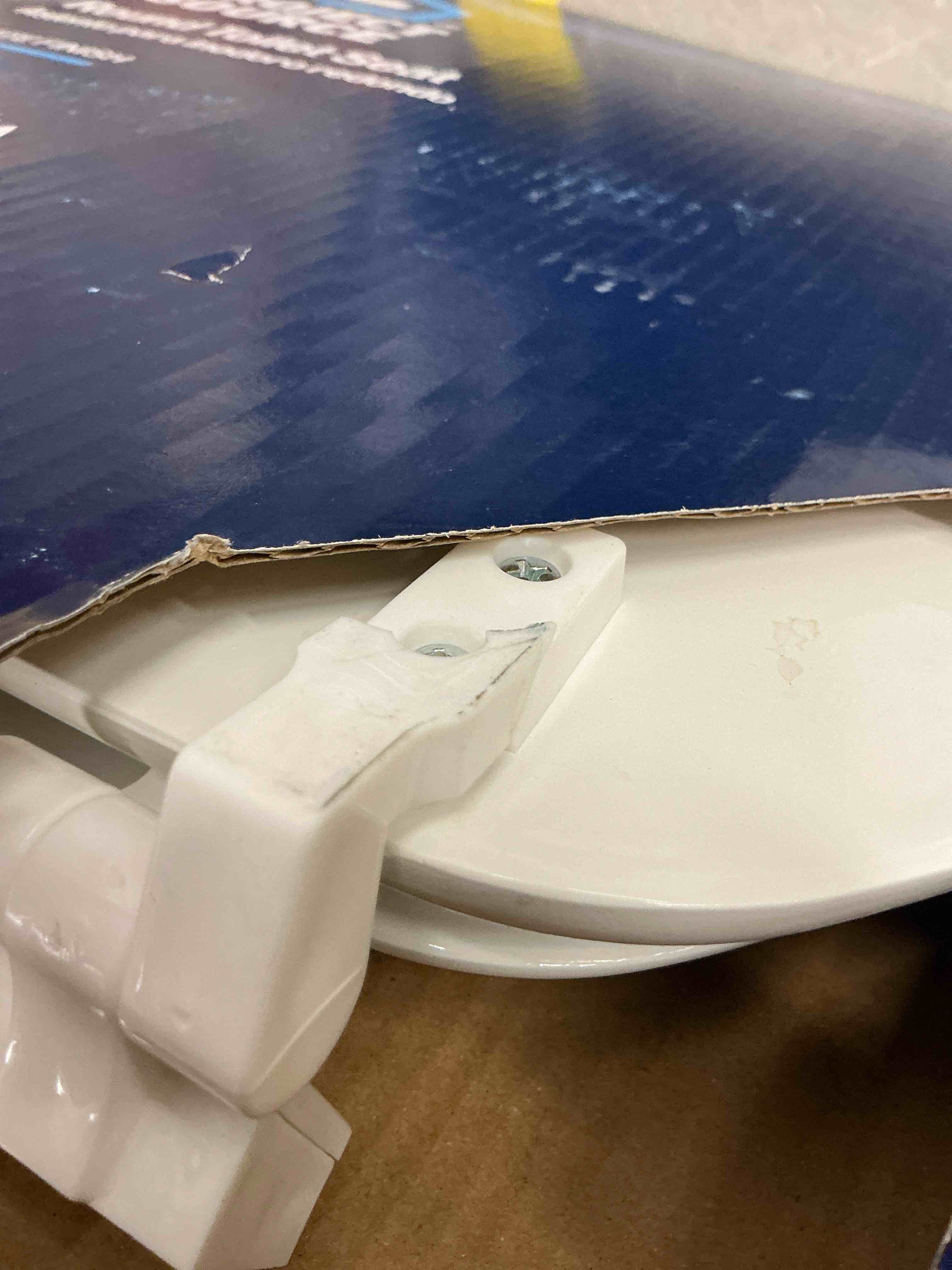 Condition photo showing As Is for project source wood white round toilet seat