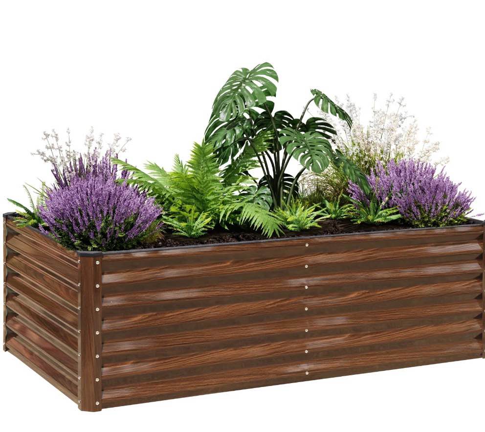 SnugNiture 6x3x2 ft Metal Raised Garden Bed Outdoor, Deep Root Galvanized Planter Box for Vegetables, Flowers