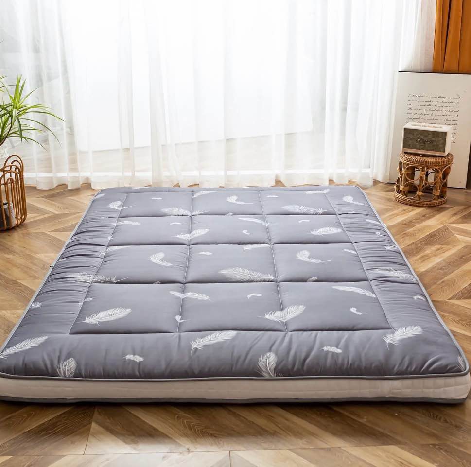 maxyoyo extra thick futon floor mattress, padded japanese folding roll up mattress, portable mattress shikibuton, queen