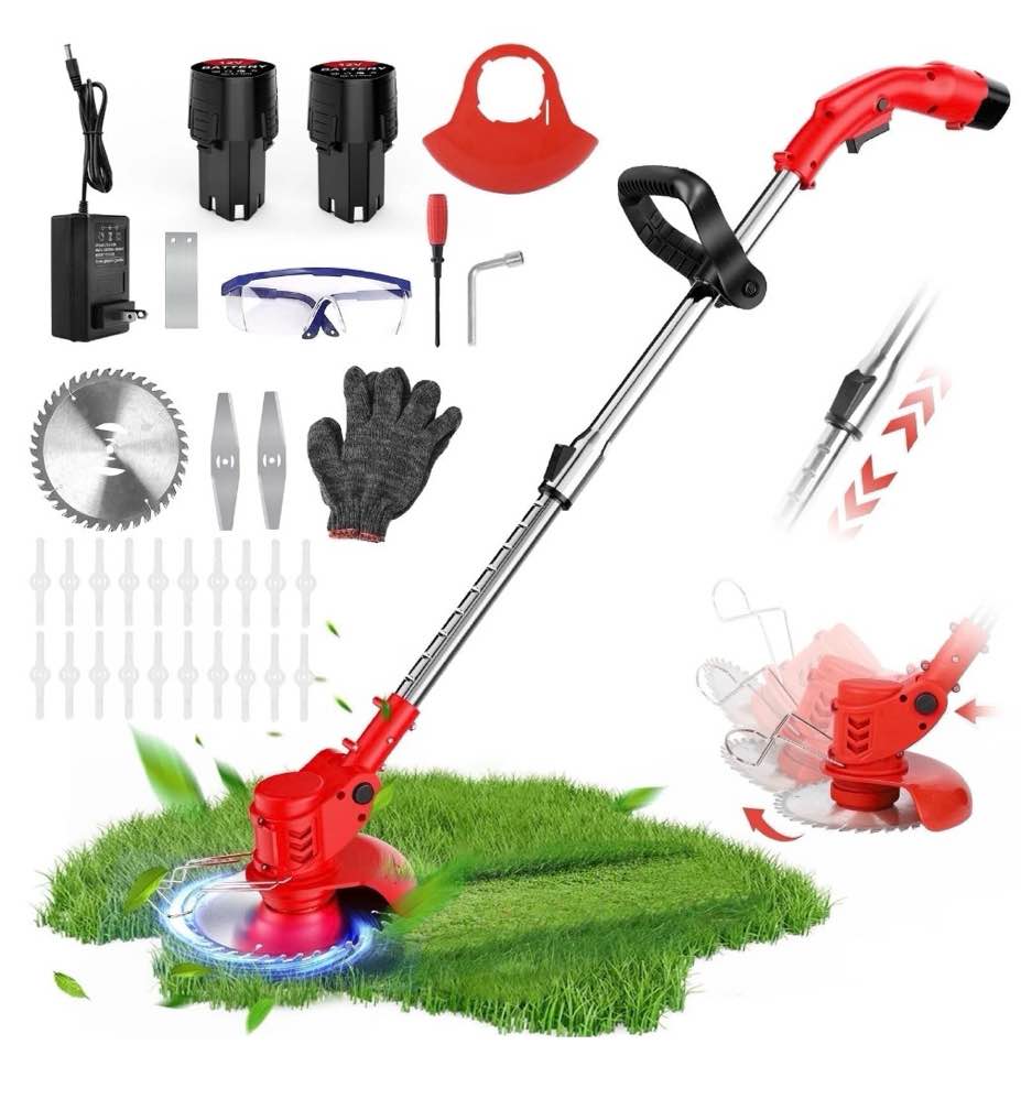 Cordless Weed Eaters, Electric Grass Trimmer & Edger, Tanbaby 6 inch 3-in-1 Weed Wacker Kit, 12V 2*1300mAh Battery Powered Weed Wacker for Trimming and Edging