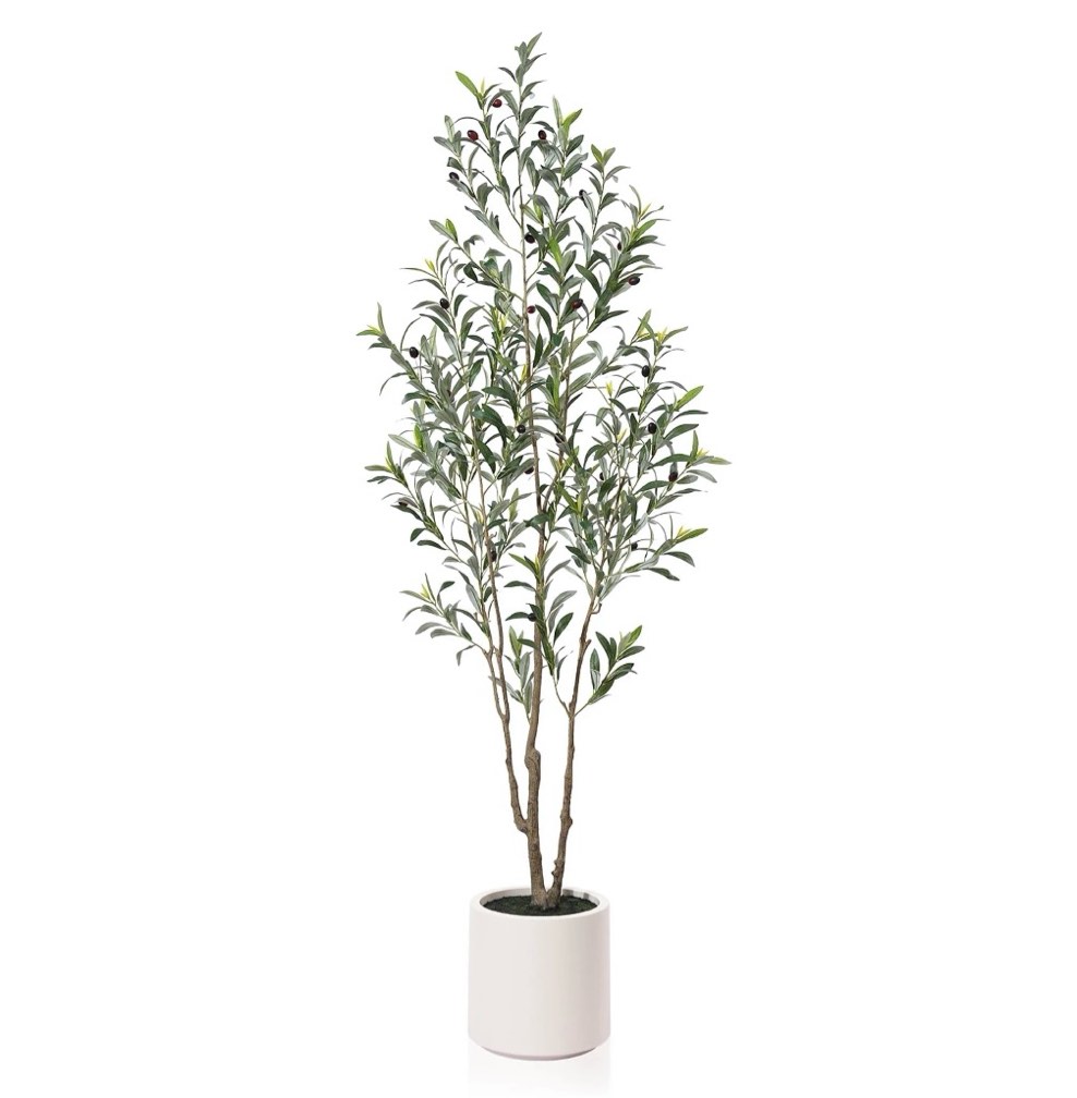 DR.Planzen Natural Look 72 in Olive Tree Artificial Trees in White Planter
