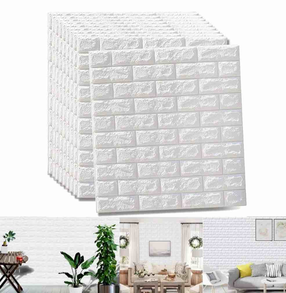 5/10pcs 30x28 inch 3d tile brick wall sticker, self-adhesive waterproof pe foam wall panels, peel and stick brick wallpaper wall art decor for living room bedroom background tv wall decoration