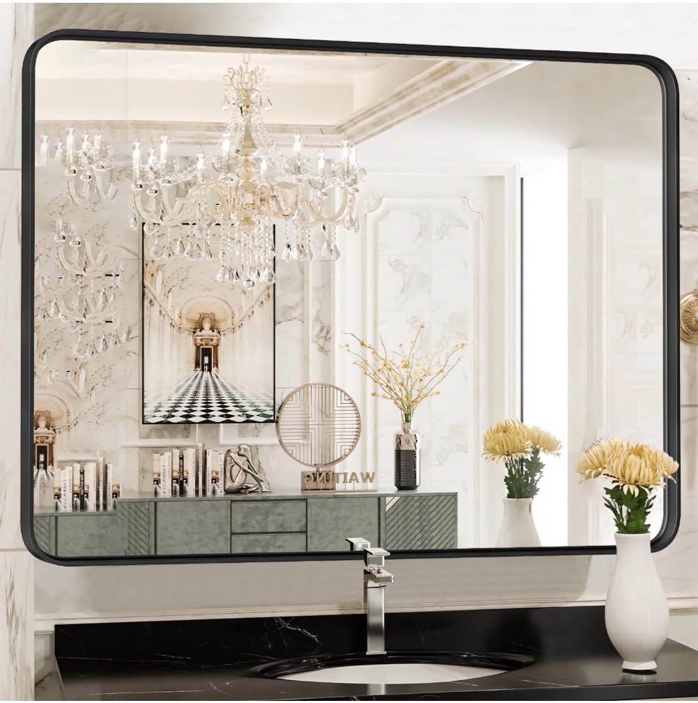 edx bathroom mirror 40 x 30 wall mirror with rectangular metal frame black