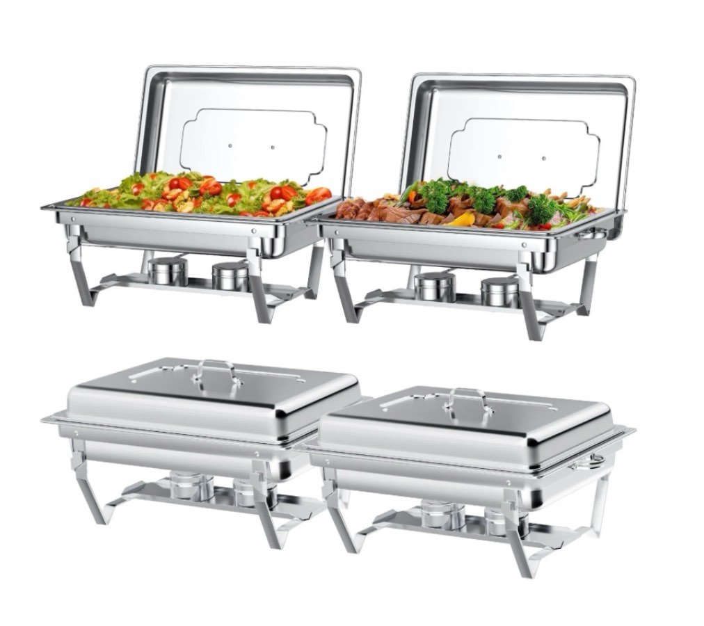 chafing dish buffet set 4 pack: tinana 8qt stainless steel chafing dishes for buffet chafers and buffet warmers sets for parties events wedding camping dinner
