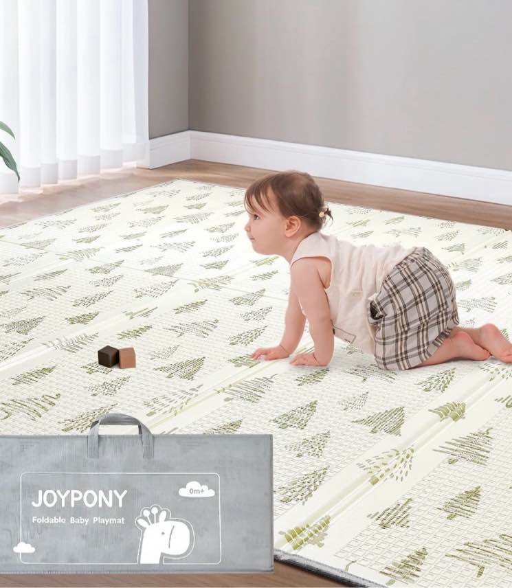 joypony baby play mat 71" x 79" x 0.4" – lightweight foldable mat for infants and toddlers