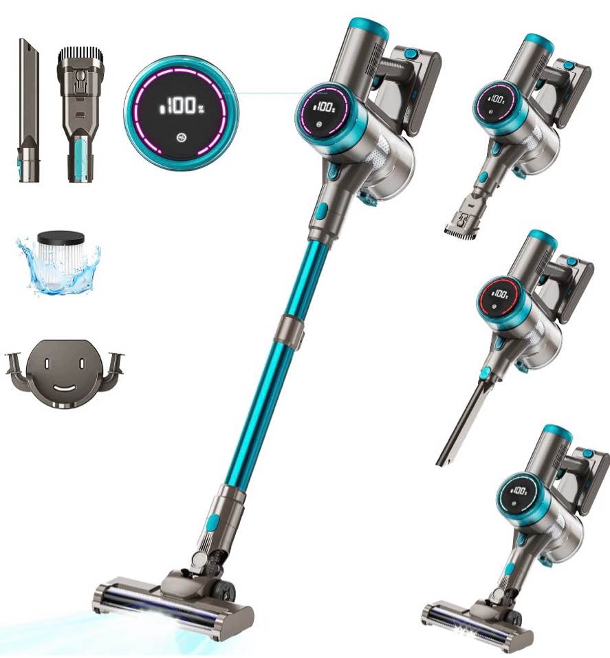 kanfuaq cordless vacuum cleaner 38000pa/400w stick vacuum 50min 2200mah for home pet hair car carpet hardwood floor