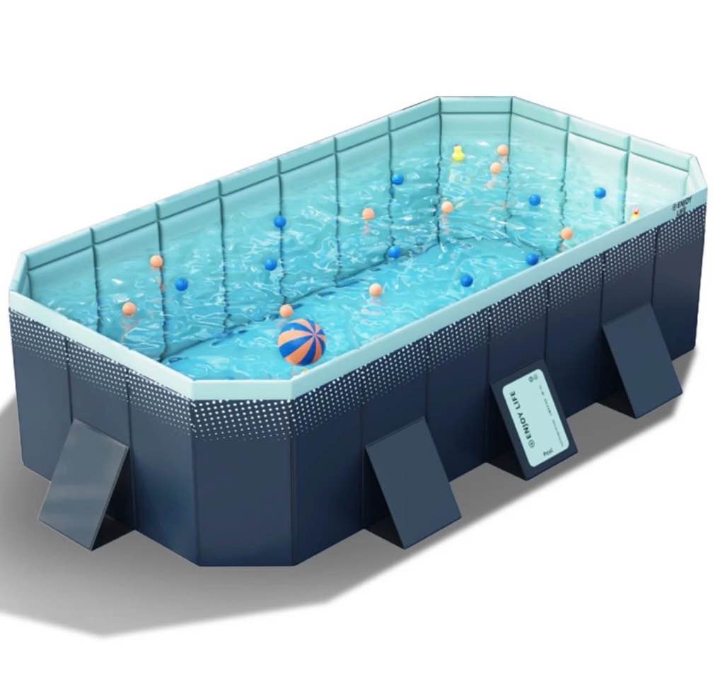 hurber foldable swimming pool large non-inflatable adults kids outdoor pools blue 113 x 66 x 20