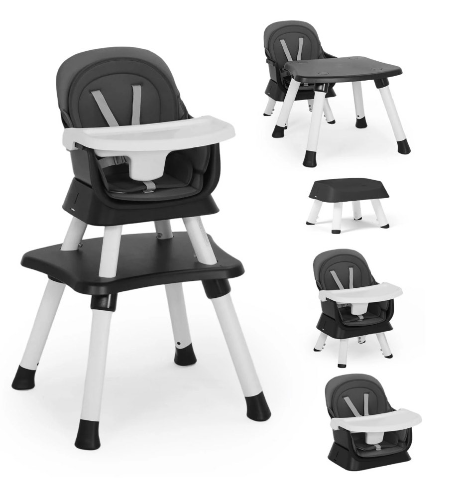 aileekiss 8 in 1 baby high chair  toddler dining booster seat for eating  grey