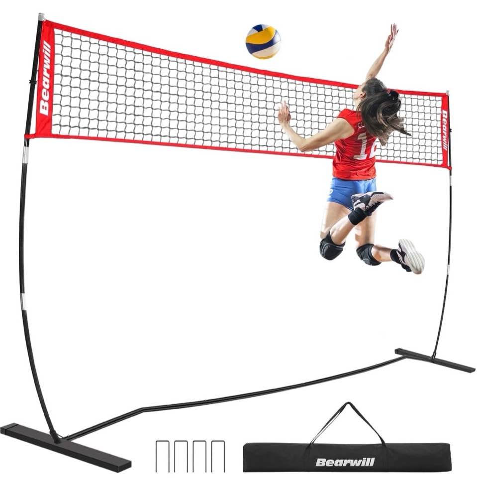 volleyball net, 12ft portable volleyball net for backyard, freestanding volley ball set height adjustable with carry bag, volley ball practice nets training equipment for indoor and outdoor