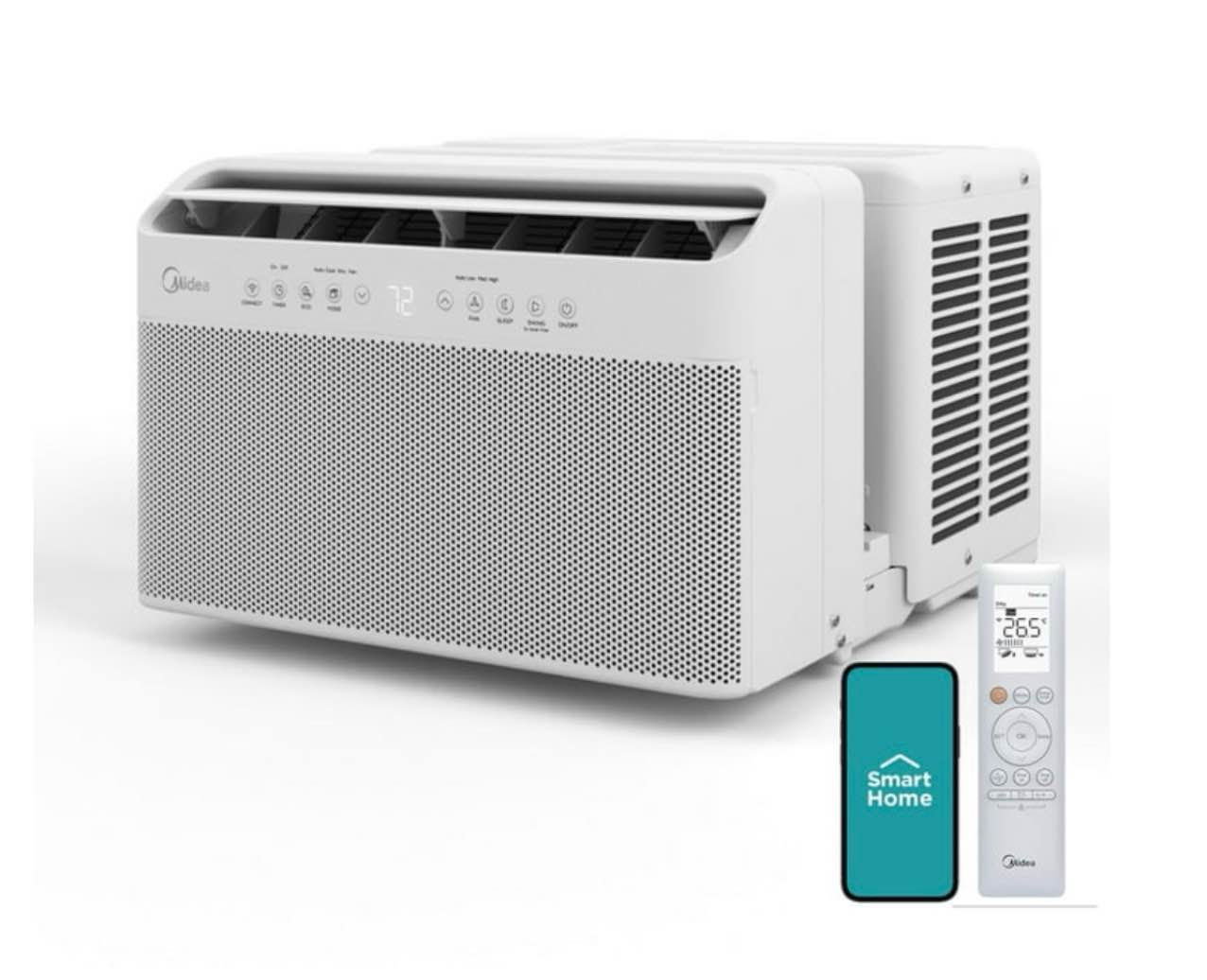 midea 8 000 btu window air conditioner - smart inverter u-shaped - cools up to 350 sq ft - wi-fi - white