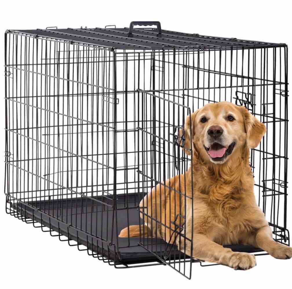bestpet folding dog crate with divider and tray 42 l