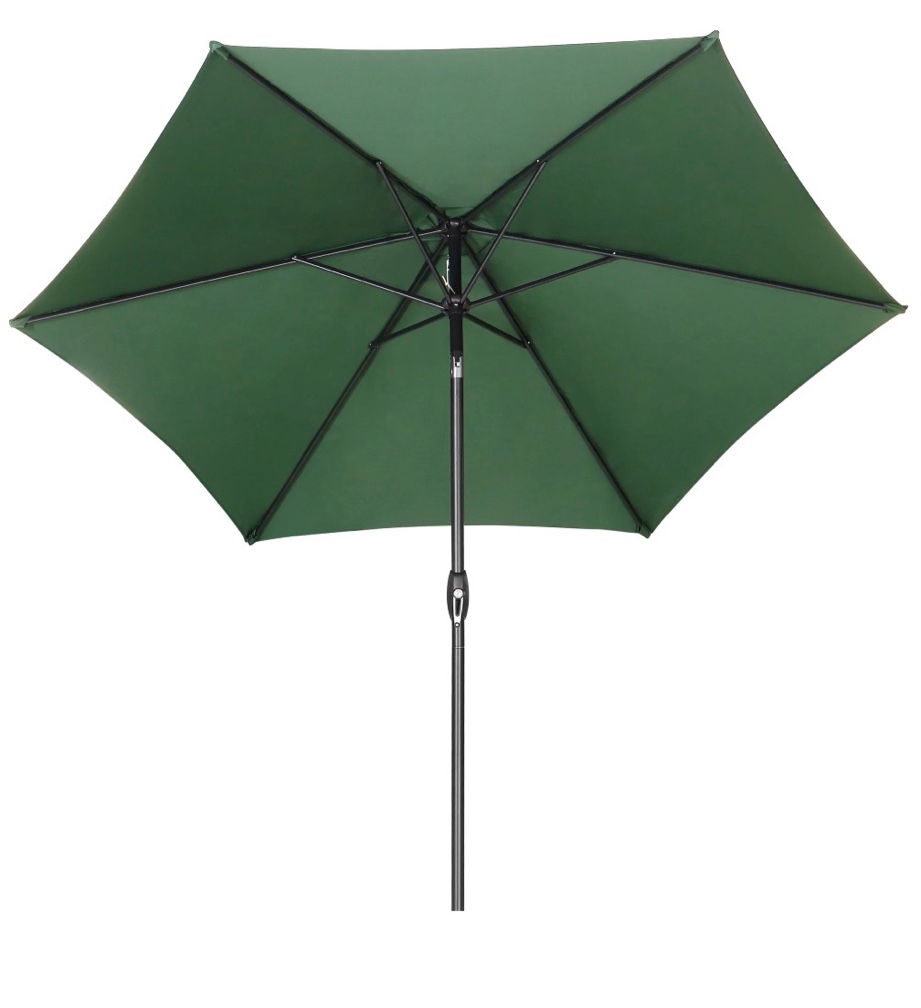 ainfox 9ft patio umbrella outdoor portable table market umbrella with push button tilt/crank waterproof uv-proof, dark green