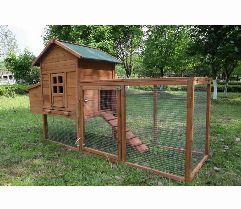 outdoor medium 80'' wooden chicken coop nest box hen house poultry cage pet hutch garden