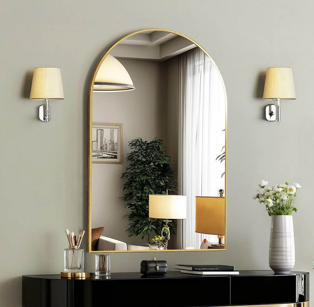concetta 22 x30 bathroom mirror decor arched wall mirror bedroom vanity mirror with metal frame gold gift for mother s day
