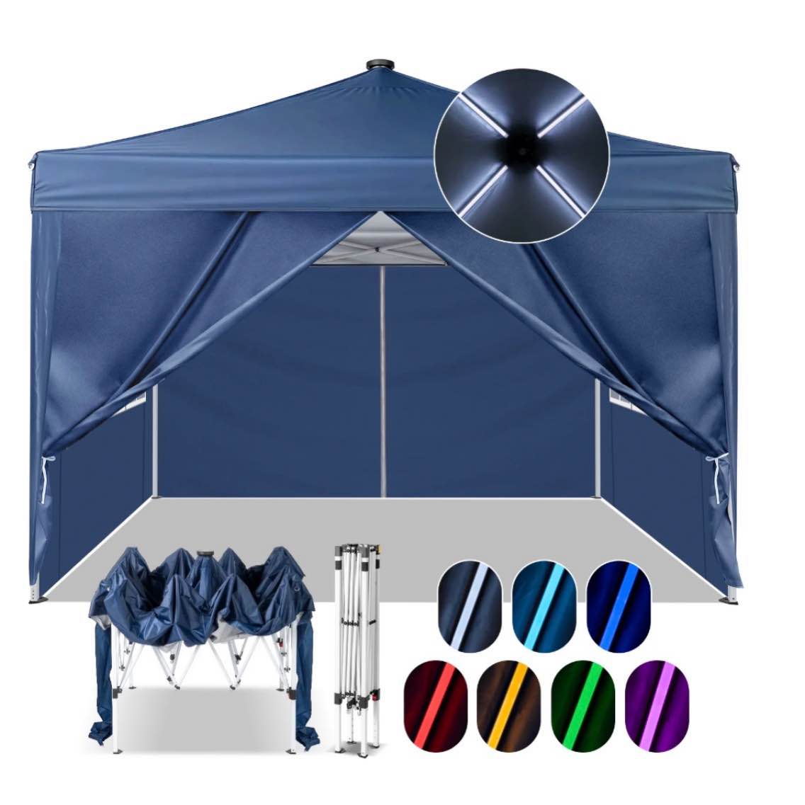ktaxon 10x10 ez pop up canopy tent outdoor sun shade shelter outdoor gazebo one push setup with sidewalls 1 roller bag 4 sandbags upf50+ - white
