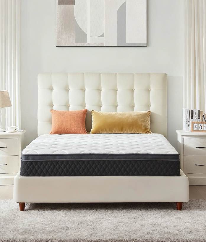 edx 10 inch full mattress with individually pocketed springs, memory foam hybrid mattress in a box for isolate motion, certipur-us certified