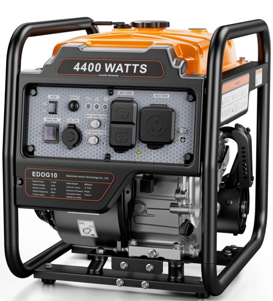 efurden 4400-watt portable inverter generator gas powered generator for emergency home backup outdoor camping rv ready epa compliant