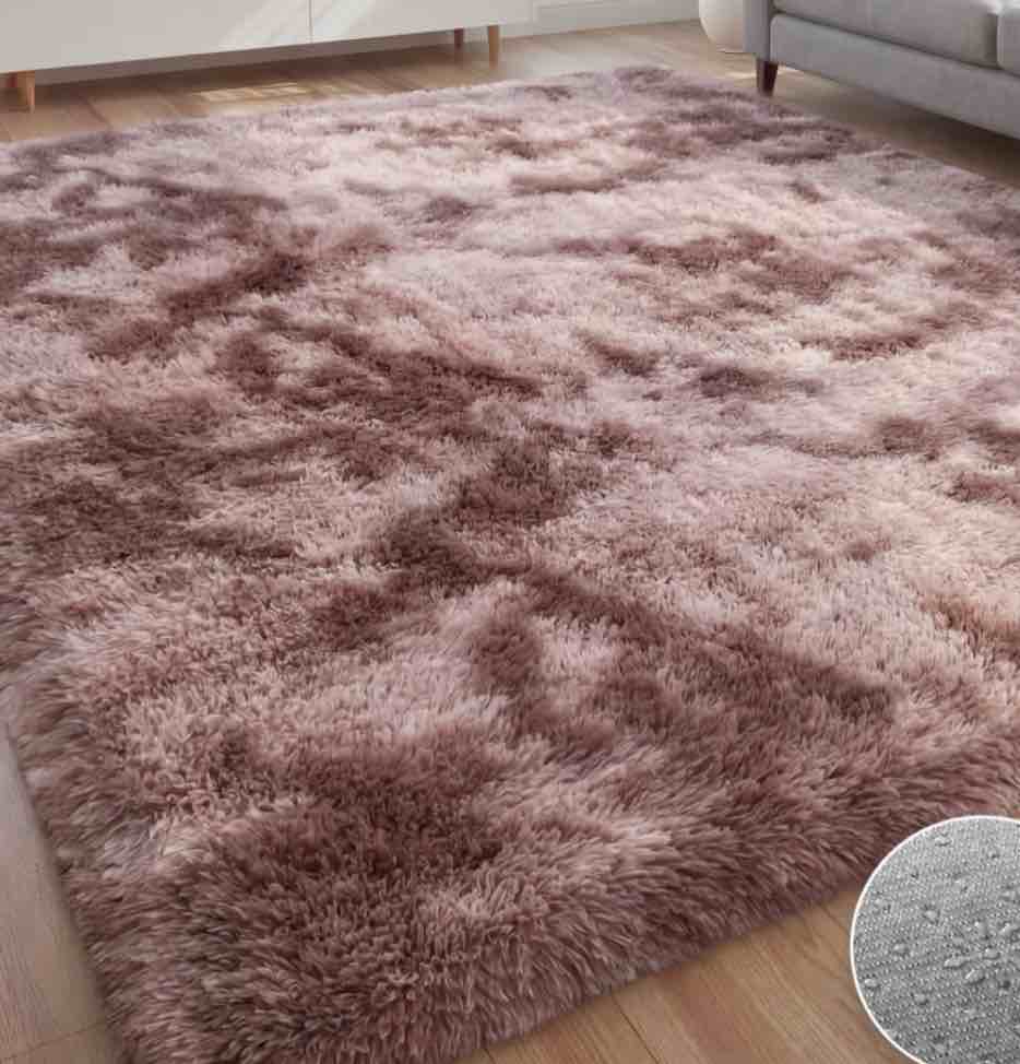 nefoso shag area rug 9ft x 12ft soft fluffy tie-dye area rugs for living room bedroom decor carpet dusty pink / blush pink