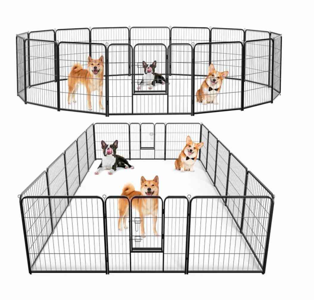 edx dog playpen 16 panels 32 foldable heavy duty metal puppy exercise pen with doors indoor outdoor
