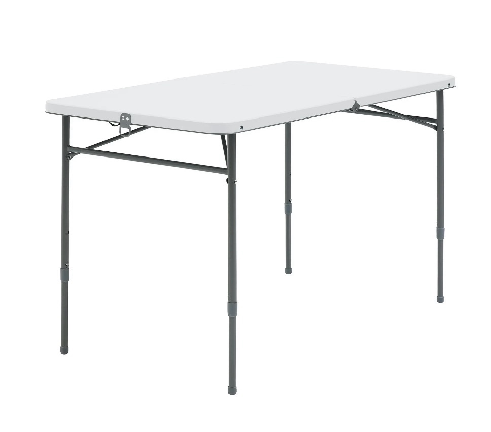 Mainstays 4 Foot Fold-in-Half Adjustable Folding Table, White