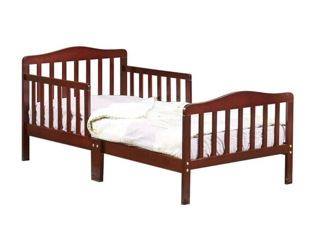 Ktaxon Baby Toddler Bed Solid Wood Bedroom Furniture with Safety Rails Espresso