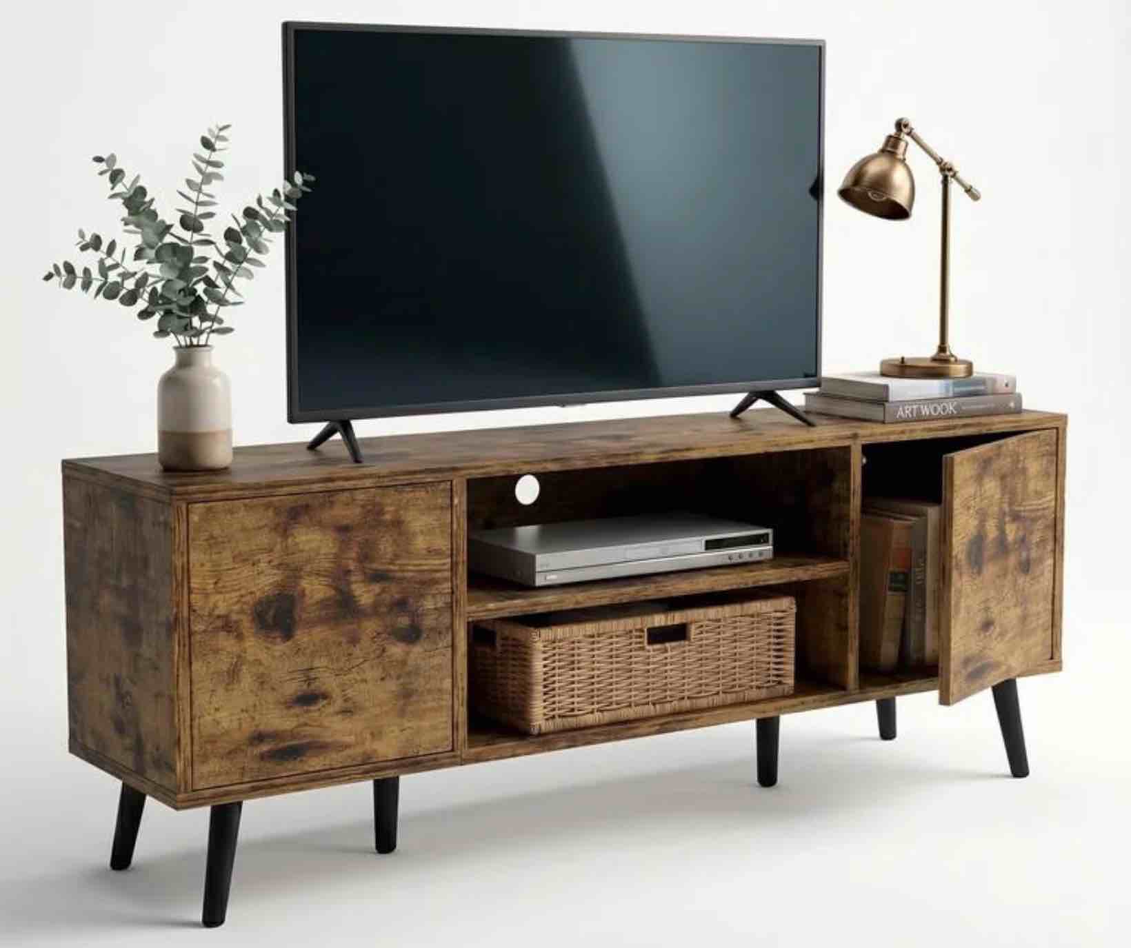 Homall Modern TV Stand for TVs up to 55'', Wood Entertainment Center with Storage Drawers & Cable Management for Living Room, Rustic Oak