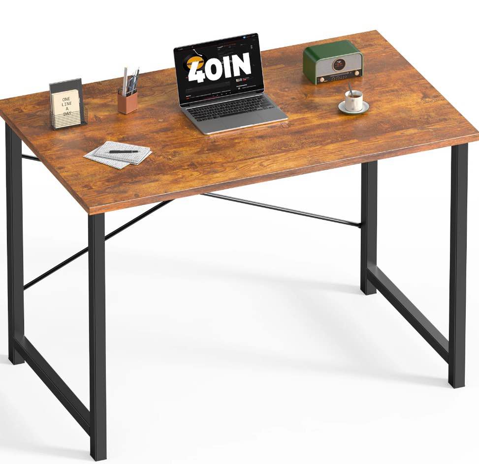 CONCETTA 40 Inch Computer Desk, Simple Office Desk Table for Gaming or Home Office, Writing Desk for Small Space, Rust