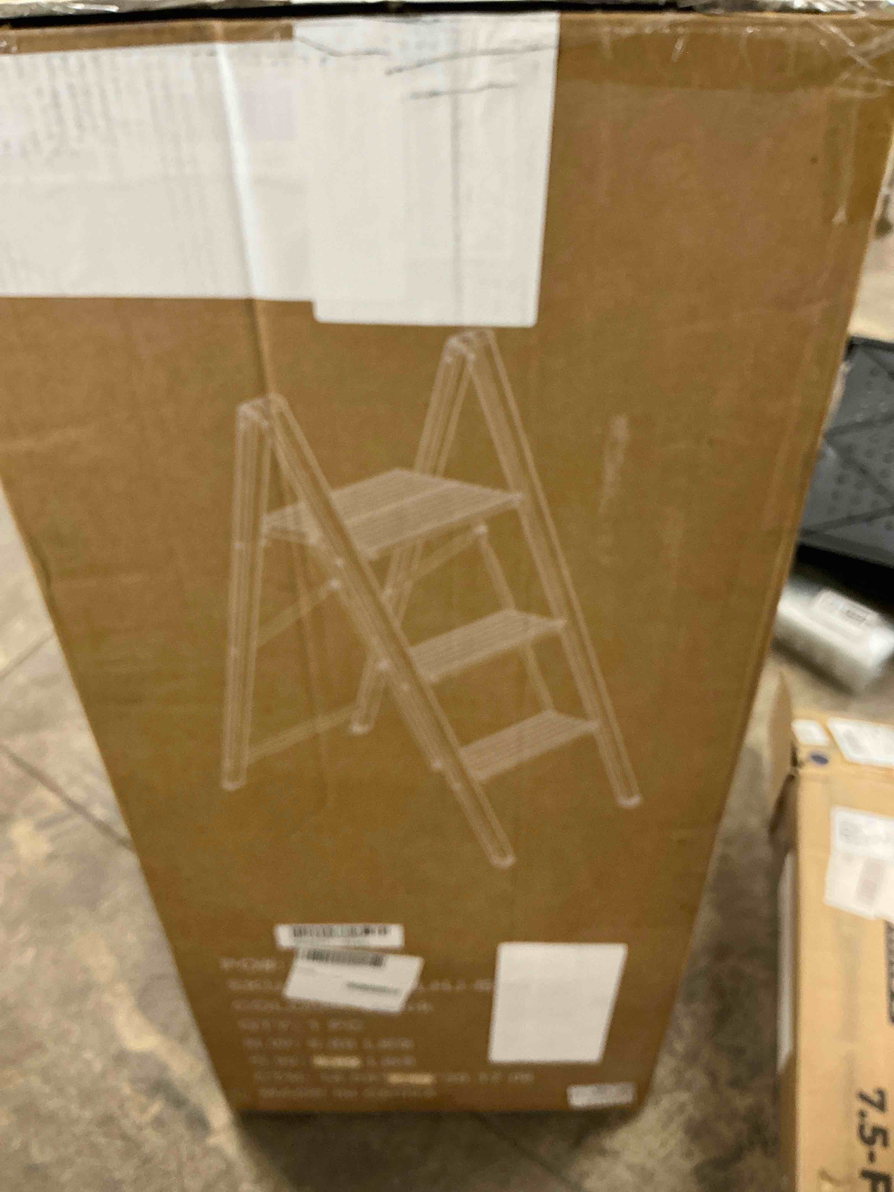Condition photo showing Good Condition for concetta aluminum alloy 3 step ladder, folding step stool with anti-slip pedal, lightweight portable ladder for home, workplace, 330lbs capacity, black