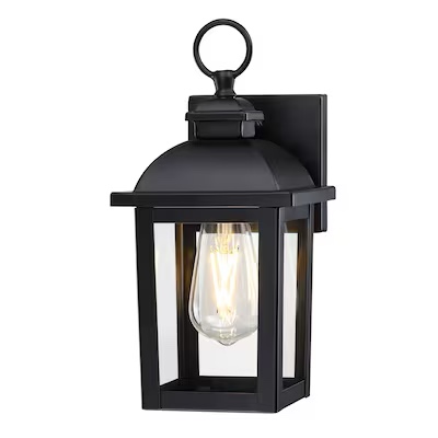 500+ bought last week allen + roth belford 1 -light 11.4-in h matte black hardwired outdoor wall light