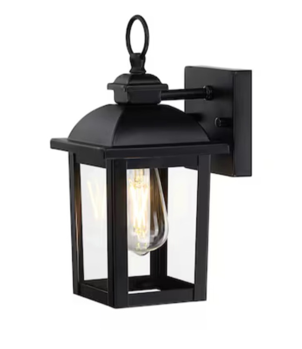 Condition photo showing New/Like New for 500+ bought last week allen + roth belford 1 -light 11.4-in h matte black hardwired outdoor wall light