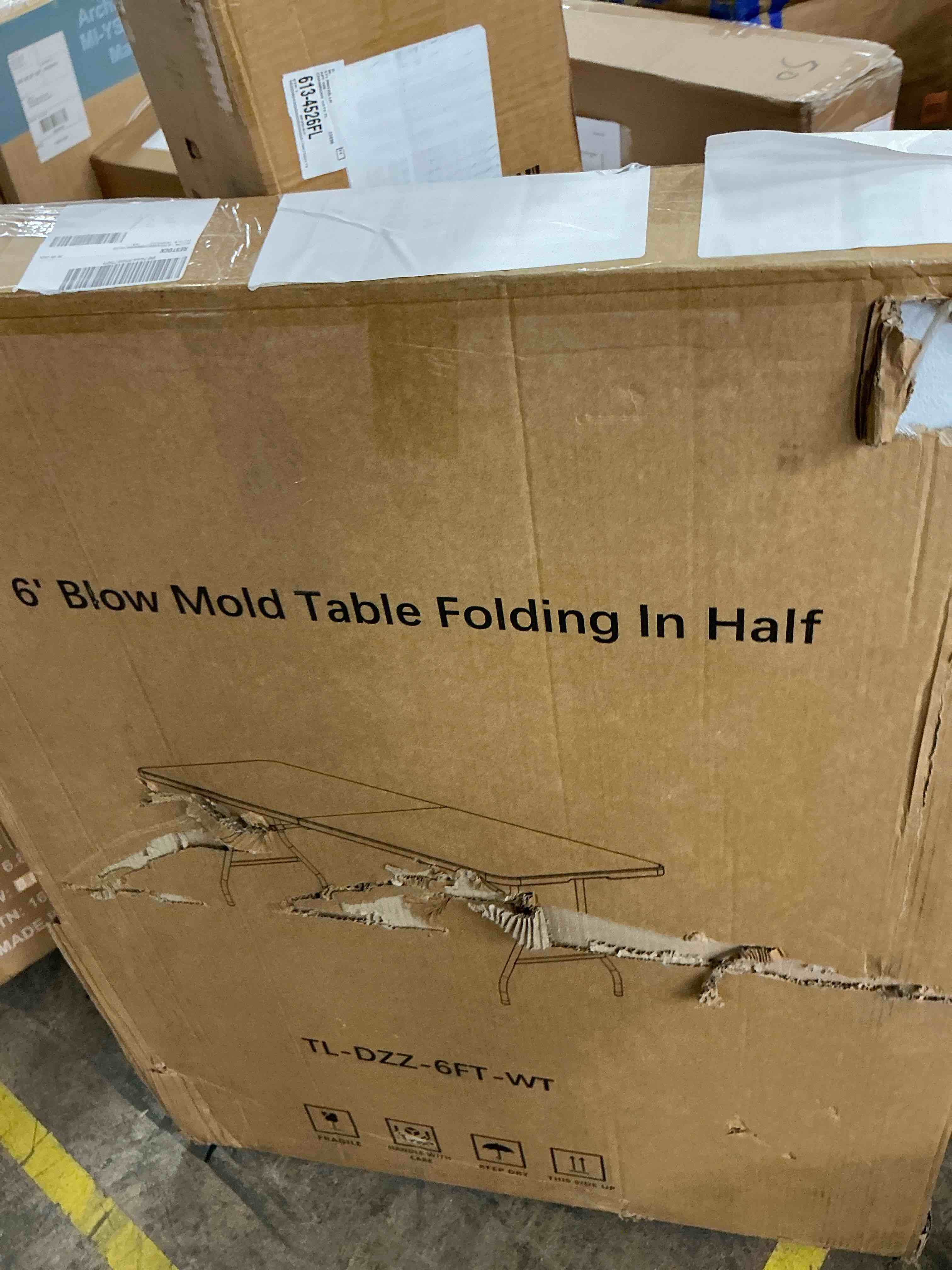 Condition photo showing Good Condition for haicube 6ft folding table, heavy duty portable table, waterproof hdpe, foldable for picnic, party, camping, dining, bbq, indoor & outdoor, white