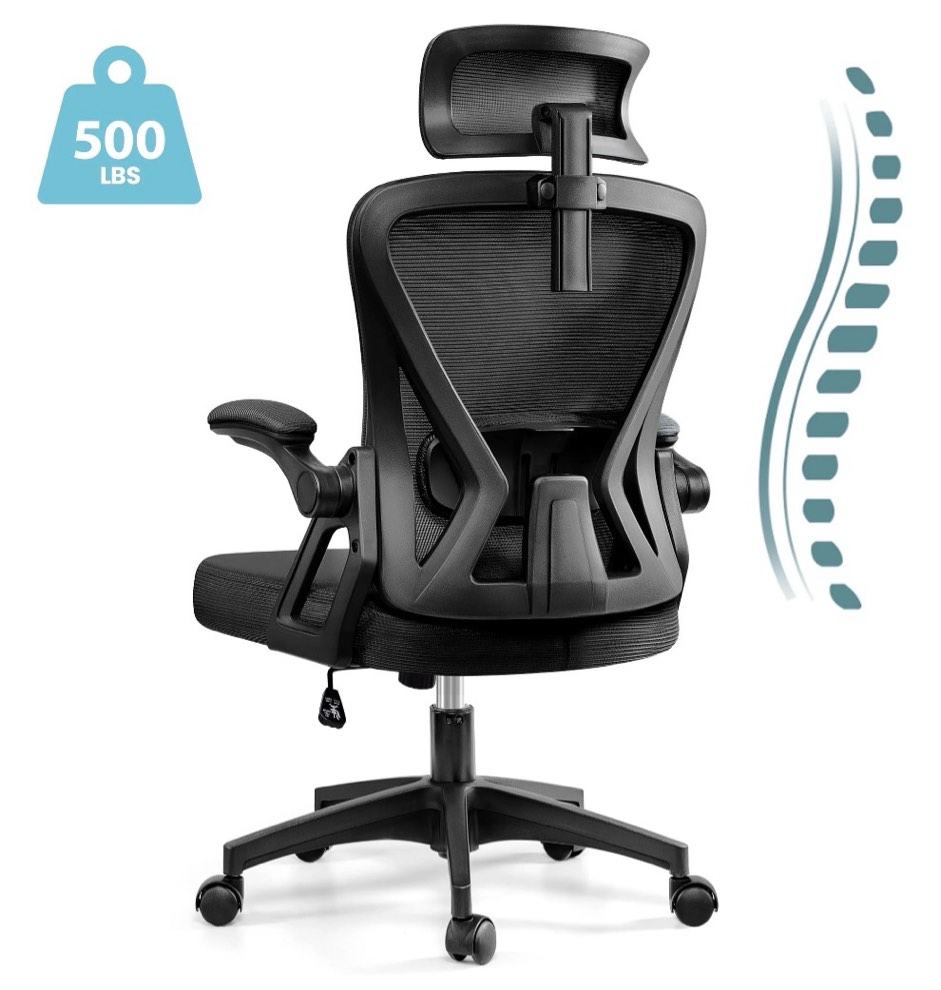 coolhut ergonomic office chair, high back mesh office desk chair with headrest 500lbs, executive office chair with adjustable aremrest, home office swivel desk chair for home office, black