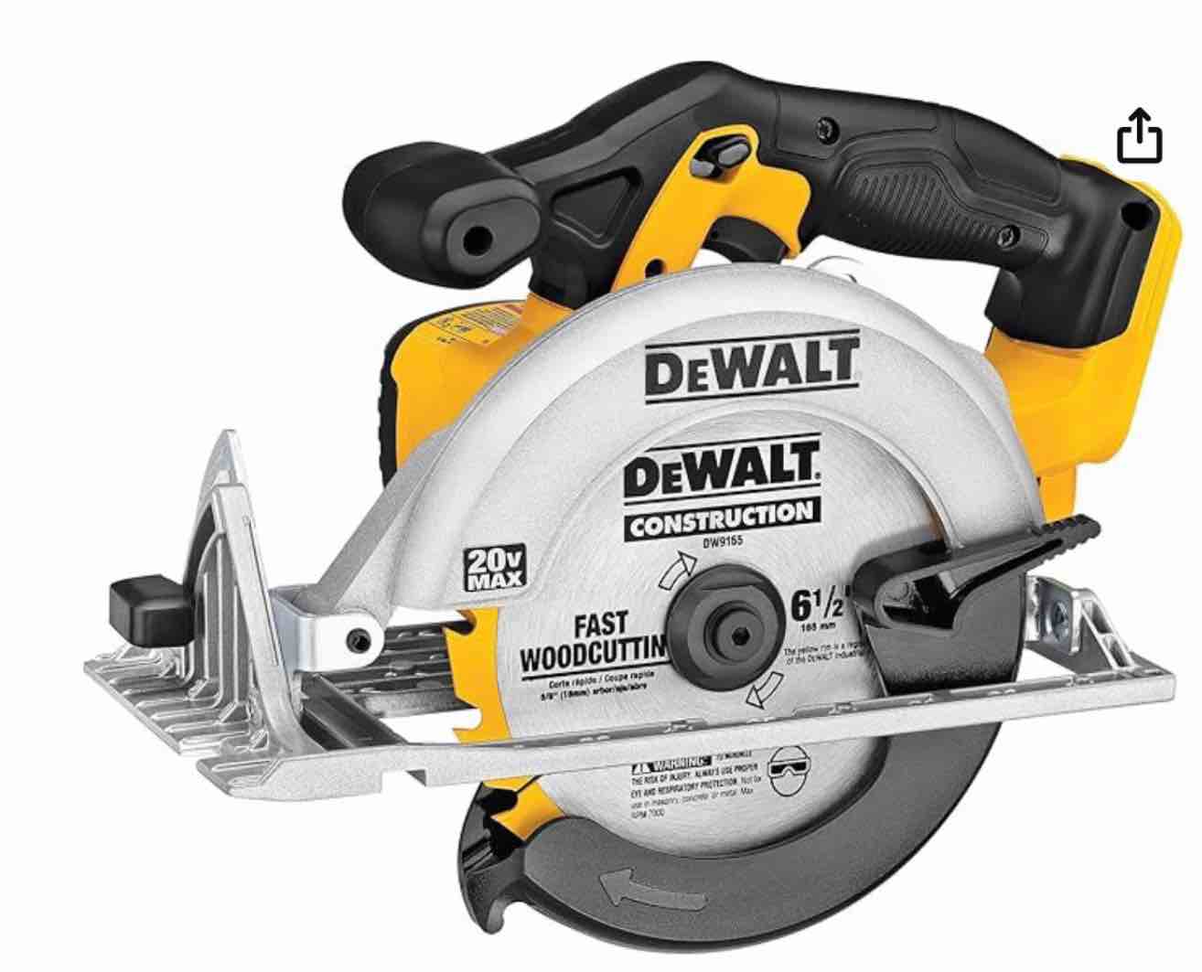 dewalt 20v max circular saw, 6-1/2-inch blade, 460 mwo engine, 0-50 degree bevel capability, bare tool only (dcs391b) (b007nvsto8)