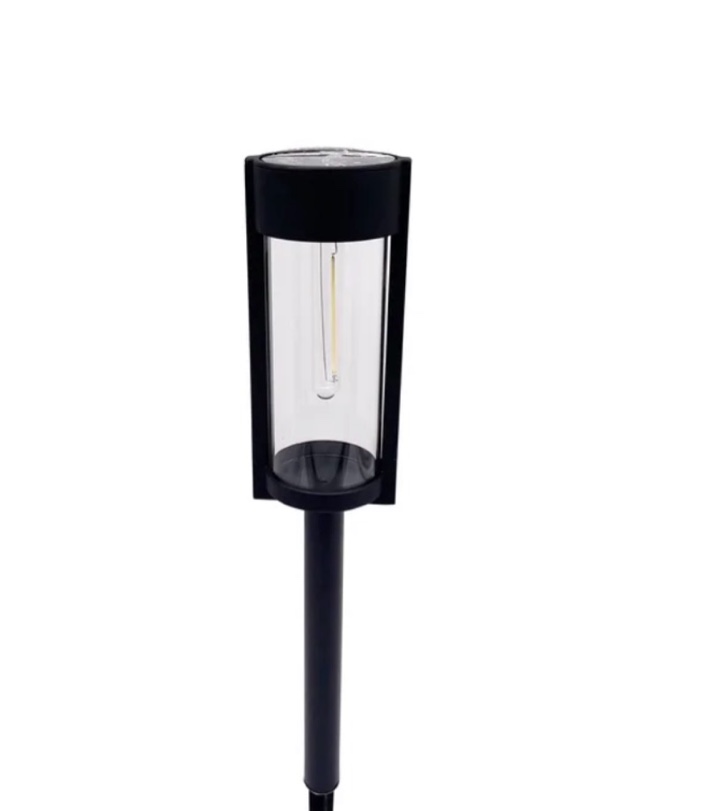 Condition photo showing Good Condition for better homes & gardens wyatt solar powered black led landscape bollard path light, 15 lumens
