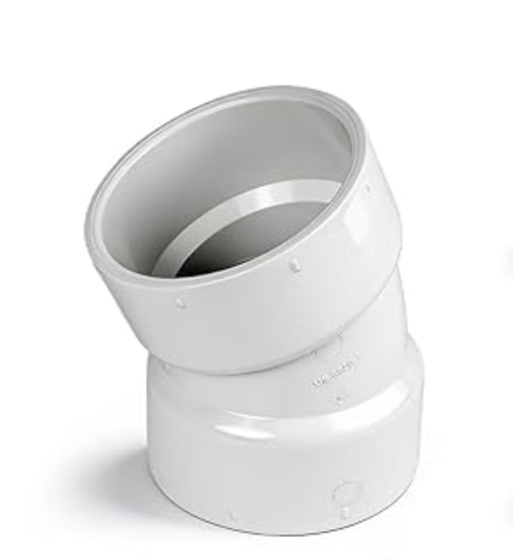 Charlotte Pipe 2-in PVC DWV Hub x Hub 22-1/2 Degree Elbow for Sanitary Drain, Waste, and Vent