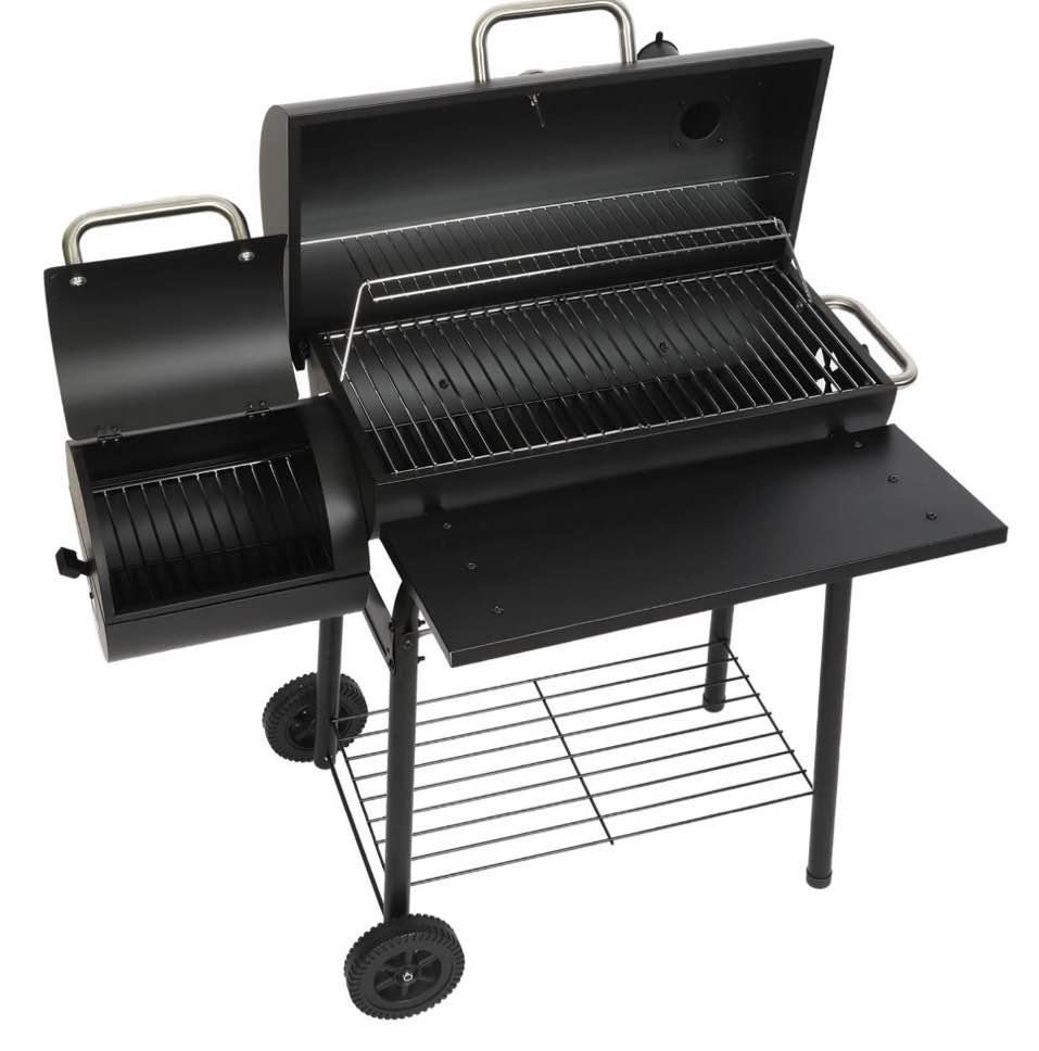 laravist charcoal offset smoker grill, dual-zone bbq with thermometer & wheels, family-size 512 sq.in