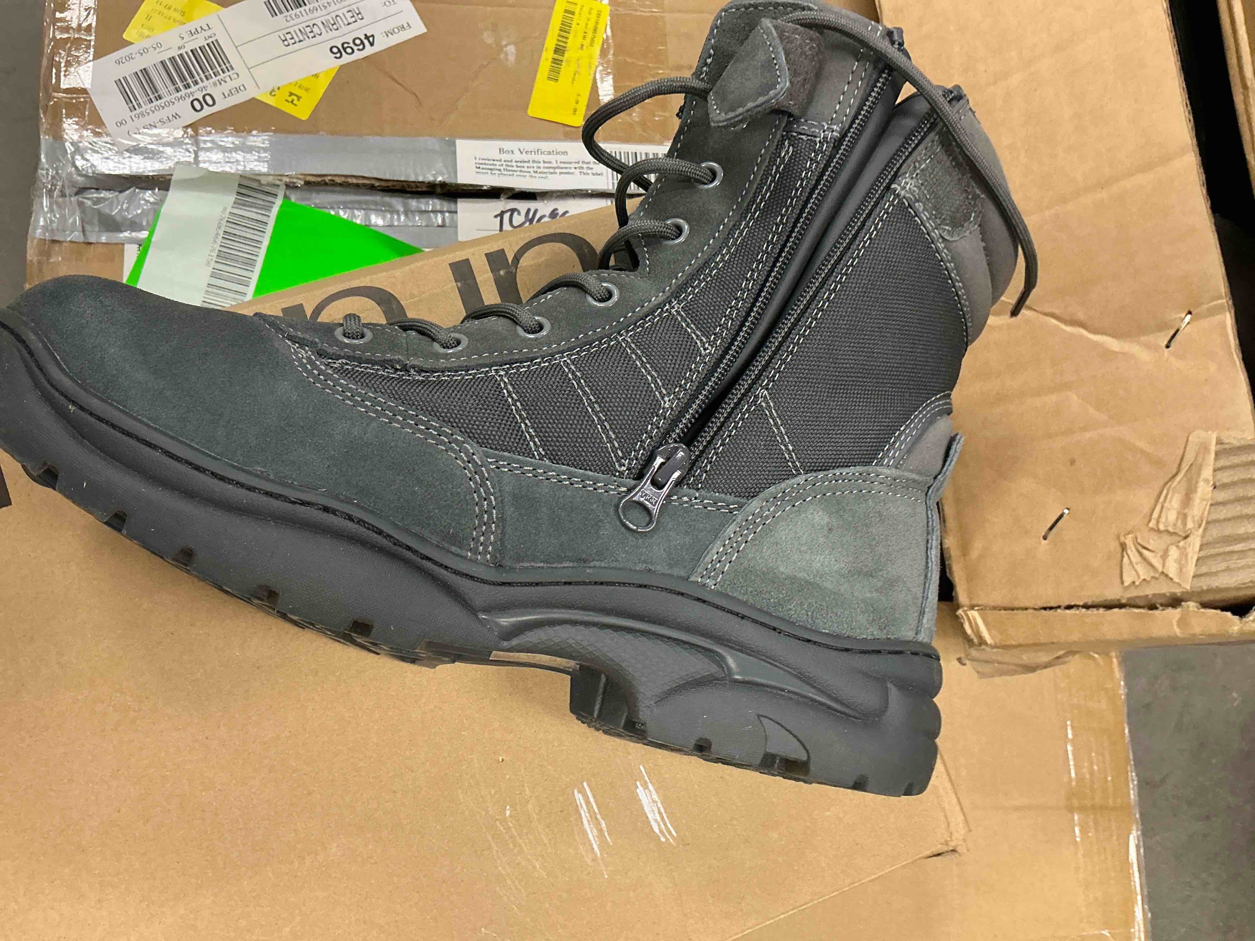 Condition photo showing New/Like New for burudani men's military tactical work boots side zipper leather motorcycle combat boots size 10