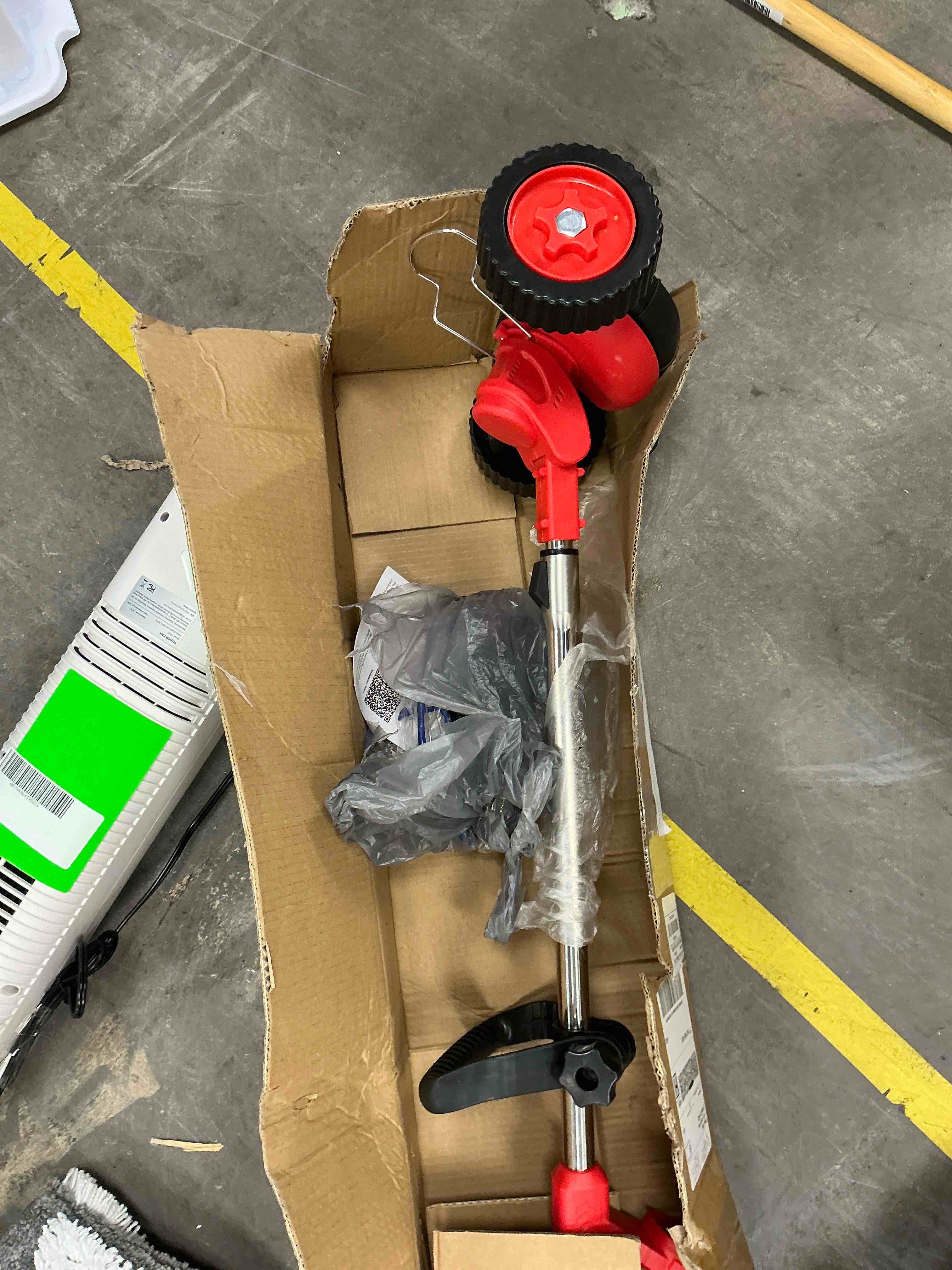Condition photo showing Good Condition for tntants electric weed wacker  cordless string trimmer  , adjustable length  weed eater grass trimmer/edger/brush cutter for lawn yard garden (red) (( tool only ))