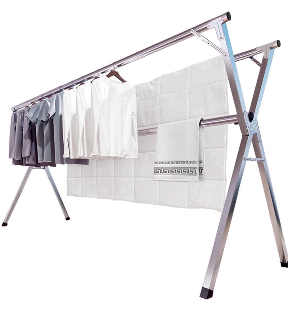jauree 79 inches clothes drying rack  stainless steel garment rack adjustable and foldable space saving laundry drying rack for indoor outdoor with 20 windproof hooks