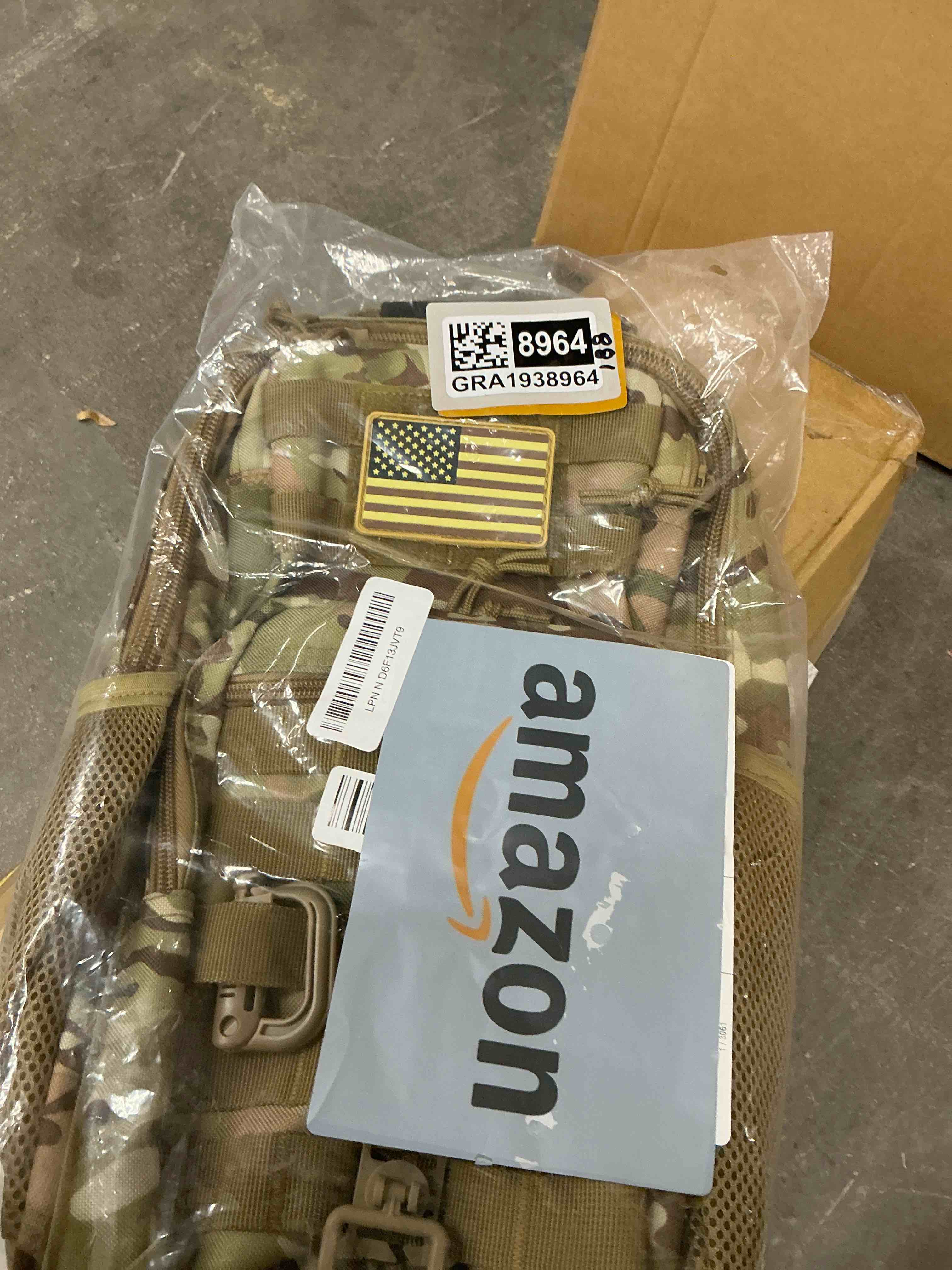 Condition photo showing New/Like New for rover sling pack tactical shoulder sling bag backpack with bottle holder crossbody chest bag, cp camo cp camo 13l