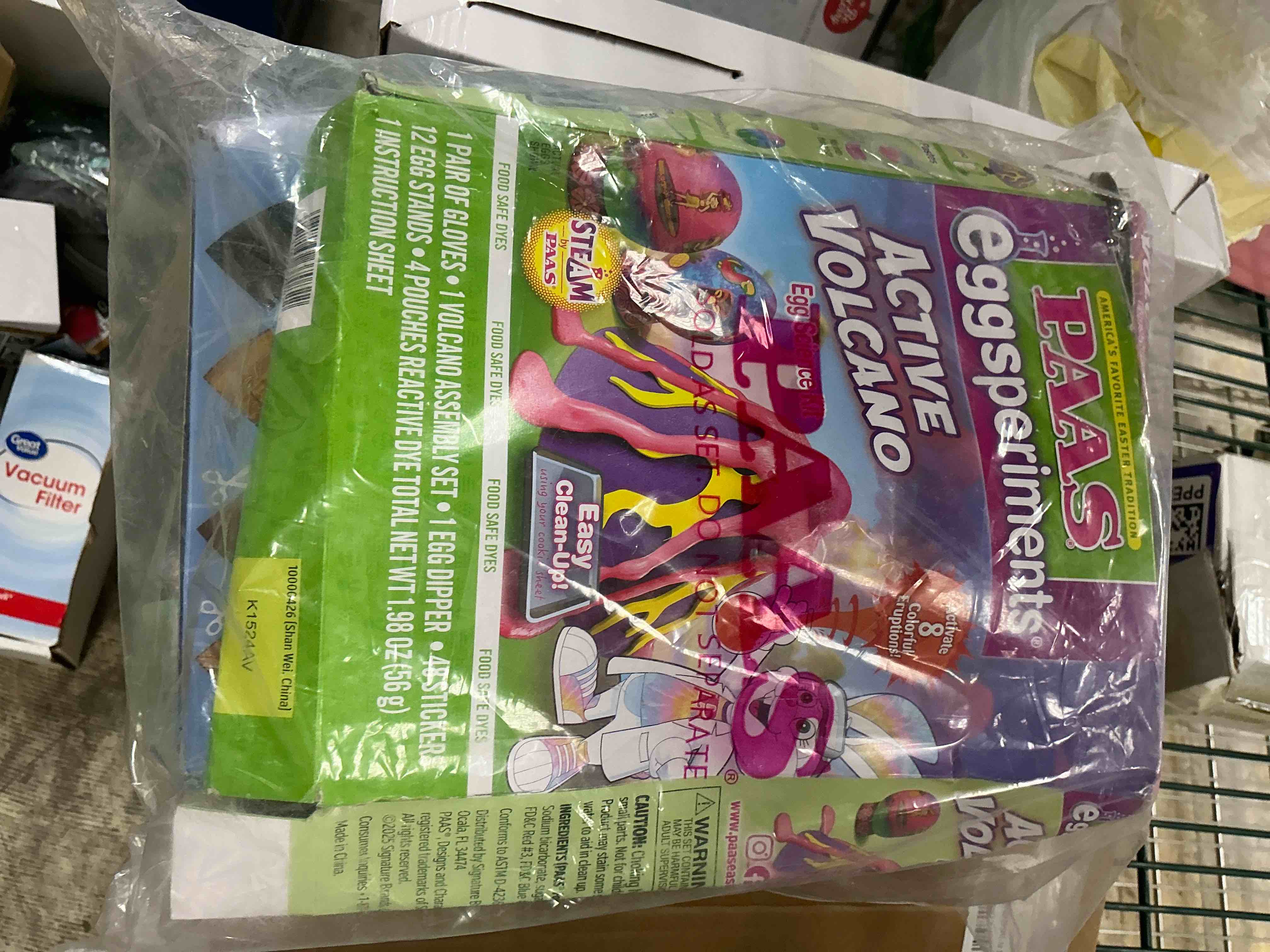 Condition photo showing Good Condition for paas easter egg decorating bundle, includes 1 active volcano eggsperiment kit, 1 crystal growing eggsperiment kit, easter stem kit, food safe dye (2 piece bundle) multi